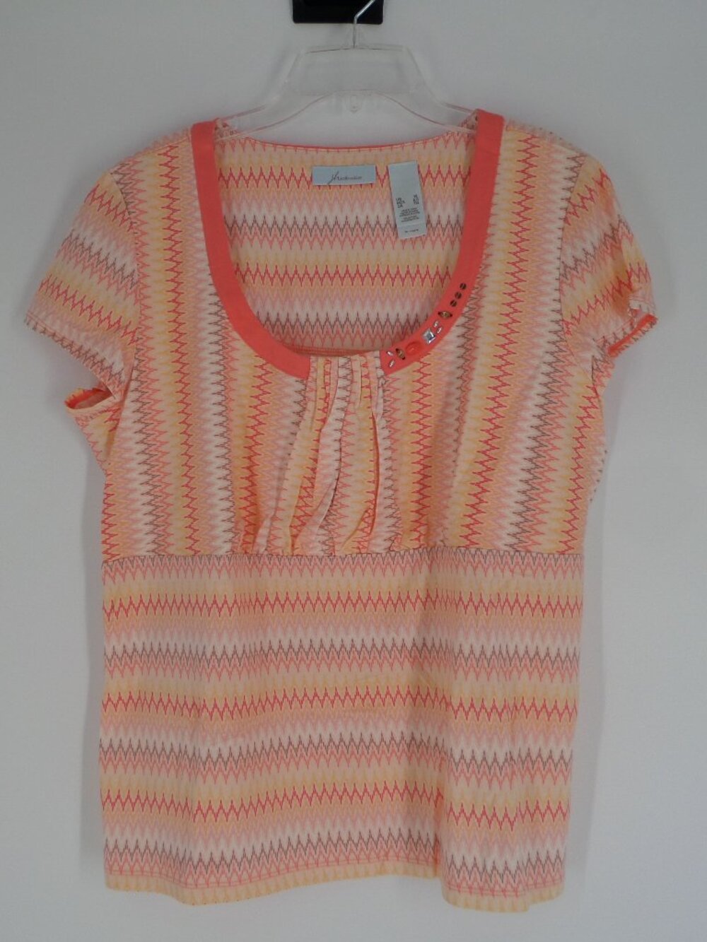 JH Collectibles Woman's Cotton Multi Color Short Sleeve Top Sz XL NWOT
